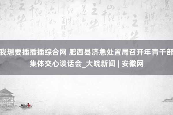 我想要插插插综合网 肥西县济急处置局召开年青干部集体交心谈话会_大皖新闻 | 安徽网