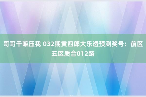 哥哥干嘛压我 032期黄四郎大乐透预测奖号：前区五区质合012路